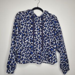 Blue & Black Cheetah Cropped Pull Over Hoodie
